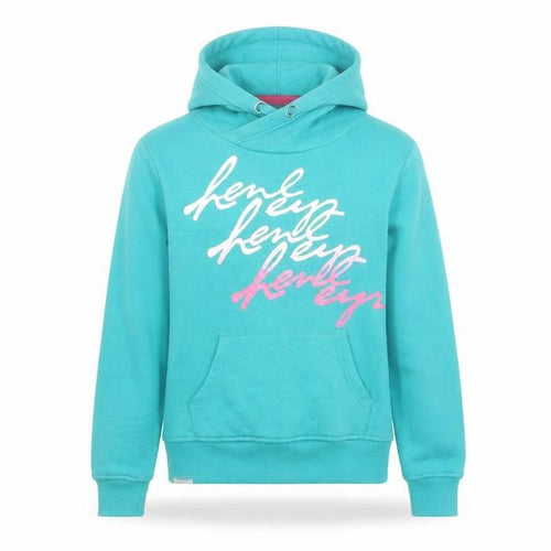 Henleys Girls Blue Pullover Hoodie Size L Graphic Print Cotton Blend