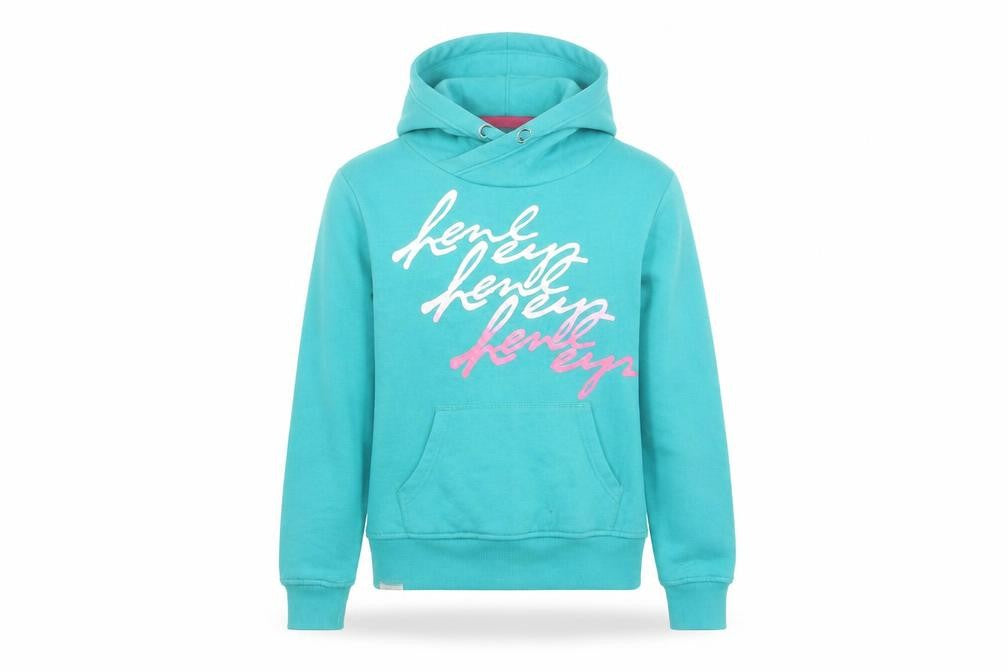Henleys Girls Blue Pullover Hoodie Size L Graphic Print Cotton Blend