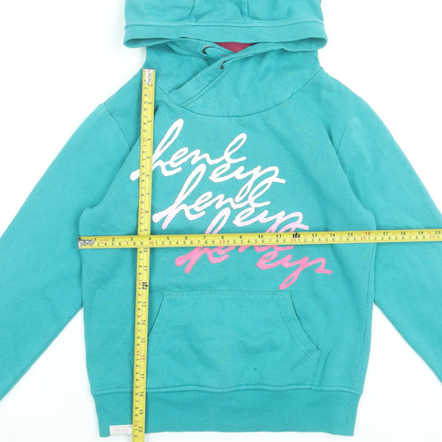 Henleys Girls Blue Pullover Hoodie Size L Graphic Print Cotton Blend