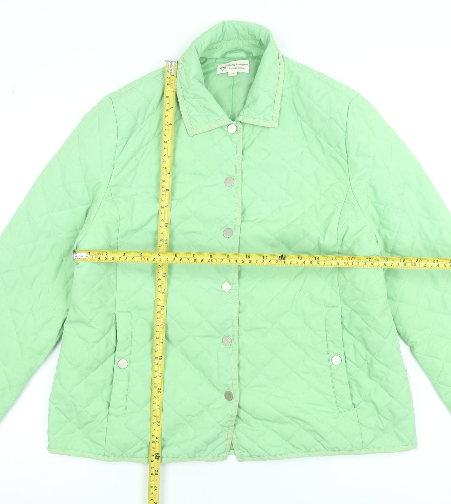 Clodagh Gallagher Women's Green Quilted Mid-Length Jacket Size 14