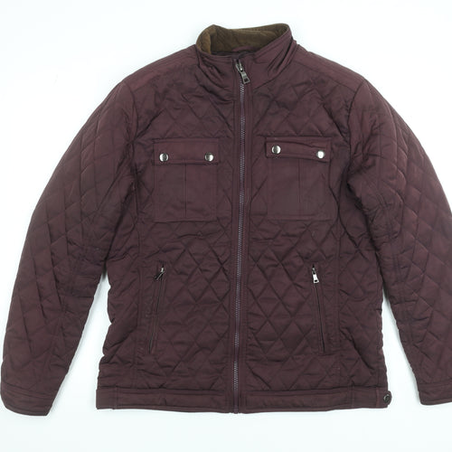 St. Bernard Men's Brown Quilted Polyester Mid-Length Jacket L