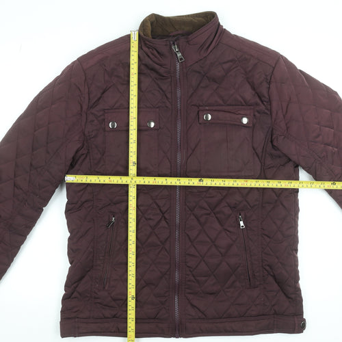 St. Bernard Men's Brown Quilted Polyester Mid-Length Jacket L