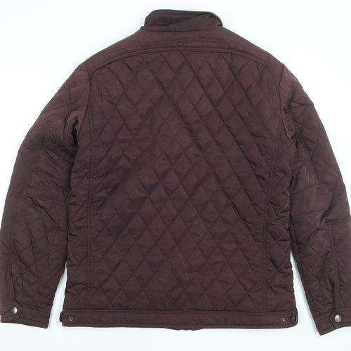 St. Bernard Men's Brown Quilted Polyester Mid-Length Jacket L