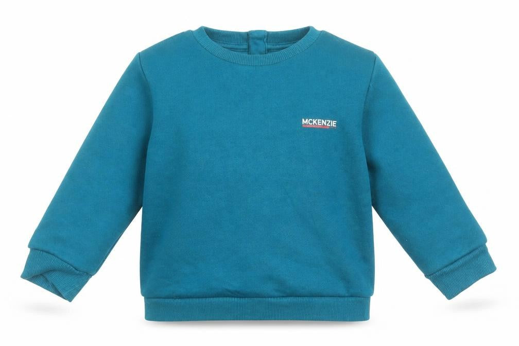 Front view of McKenzie Blue Long Sleeve Pullover T-Shirt 18-24 Months unisex classic