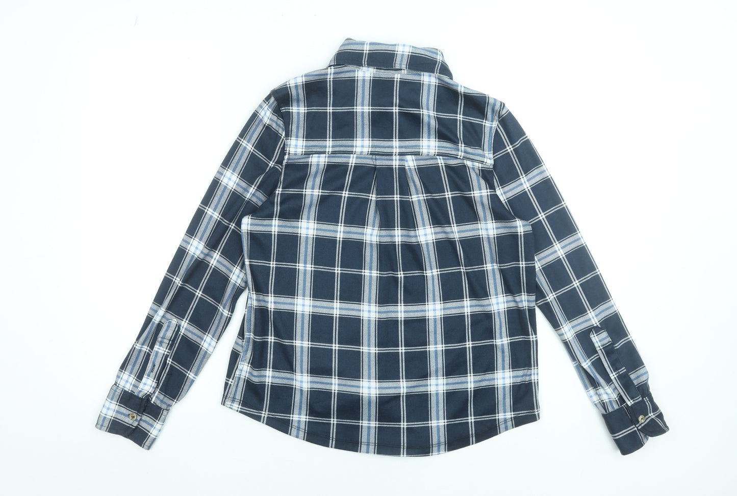 Hailys Women's Navy Check Button-Up Shirt Long Sleeve Size S