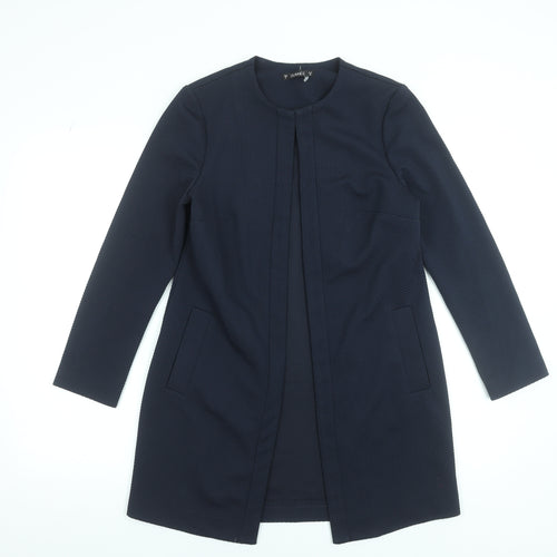 Dunnes Stores Women's Navy Blue Mid-Length Open Coat Size 8