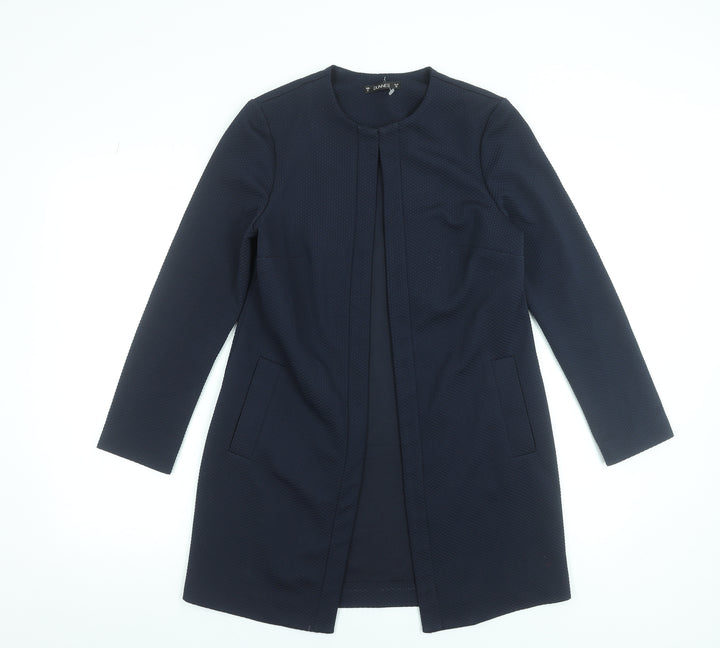 Dunnes Stores Women's Navy Blue Mid-Length Open Coat Size 8