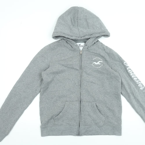 Hollister Womens Grey Full Zip Hoodie Small Cotton Blend Casual