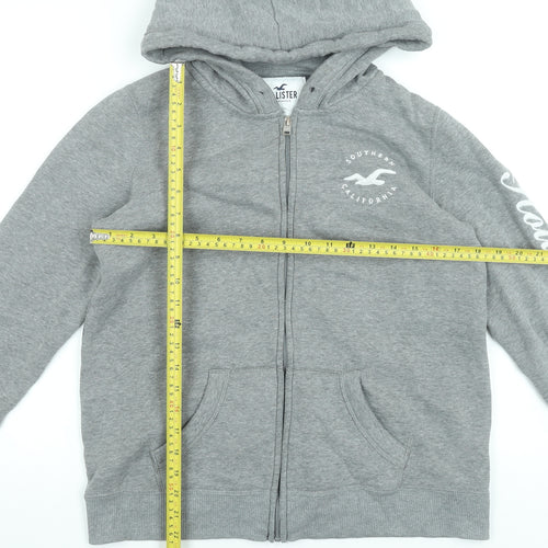 Hollister Womens Grey Full Zip Hoodie Small Cotton Blend Casual