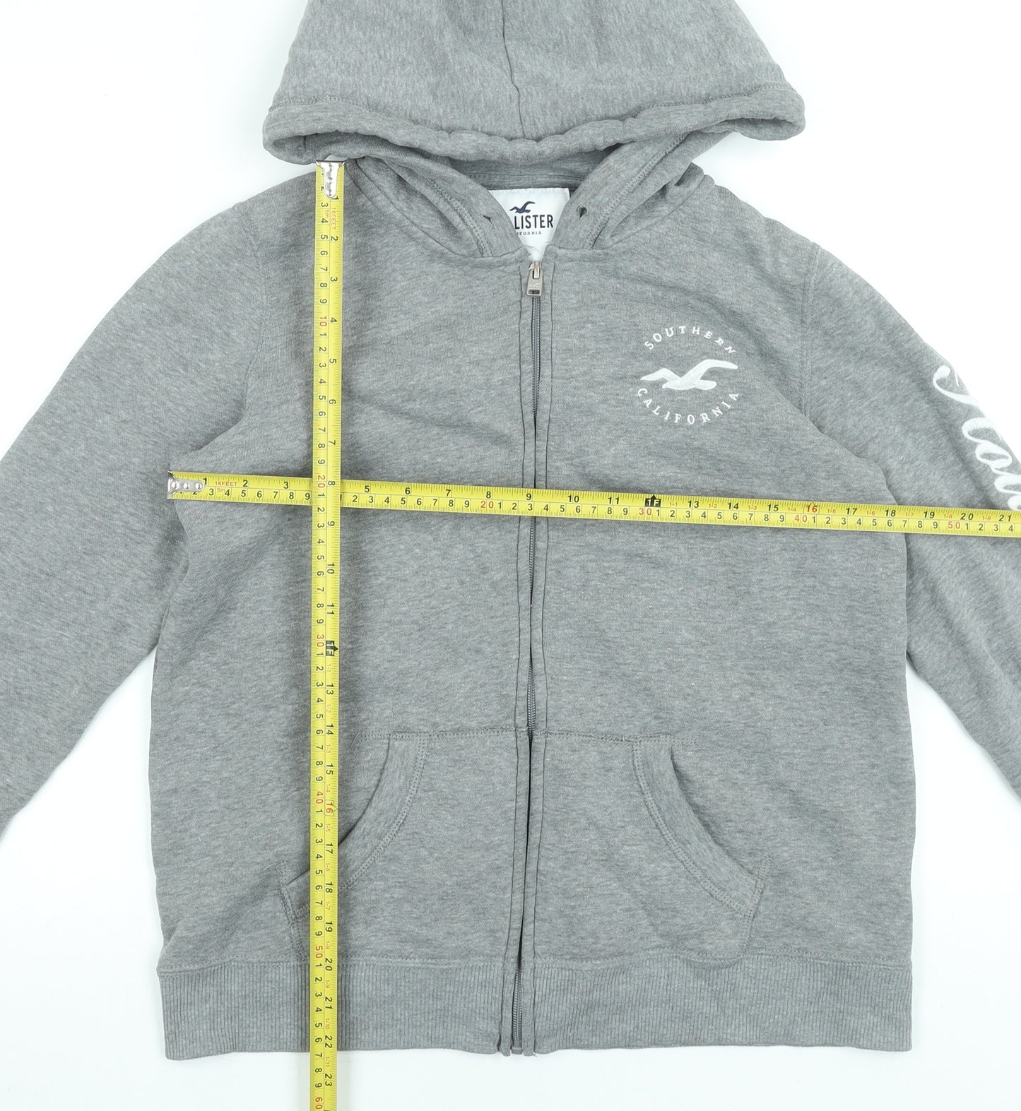 Hollister Womens Grey Full Zip Hoodie Small Cotton Blend Casual