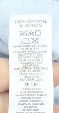 Dunnes Stores Women Blue Graphic Wildflower Cotton T-Shirt Size L