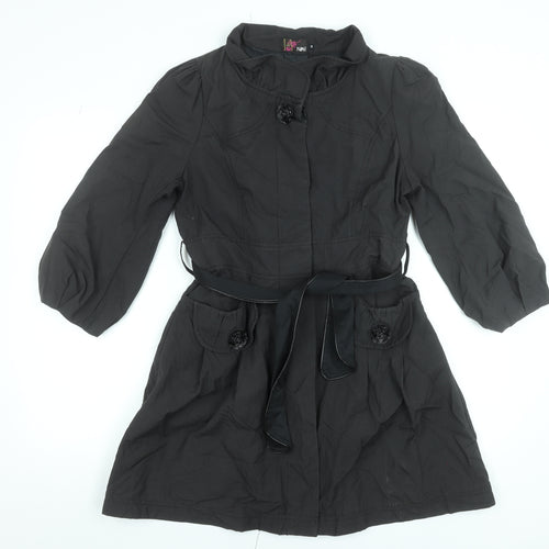 Yumi Women's Black Belted Mid-Length Trench Coat Size M