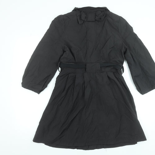 Yumi Women's Black Belted Mid-Length Trench Coat Size M
