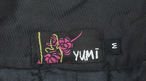 Yumi Women's Black Belted Mid-Length Trench Coat Size M