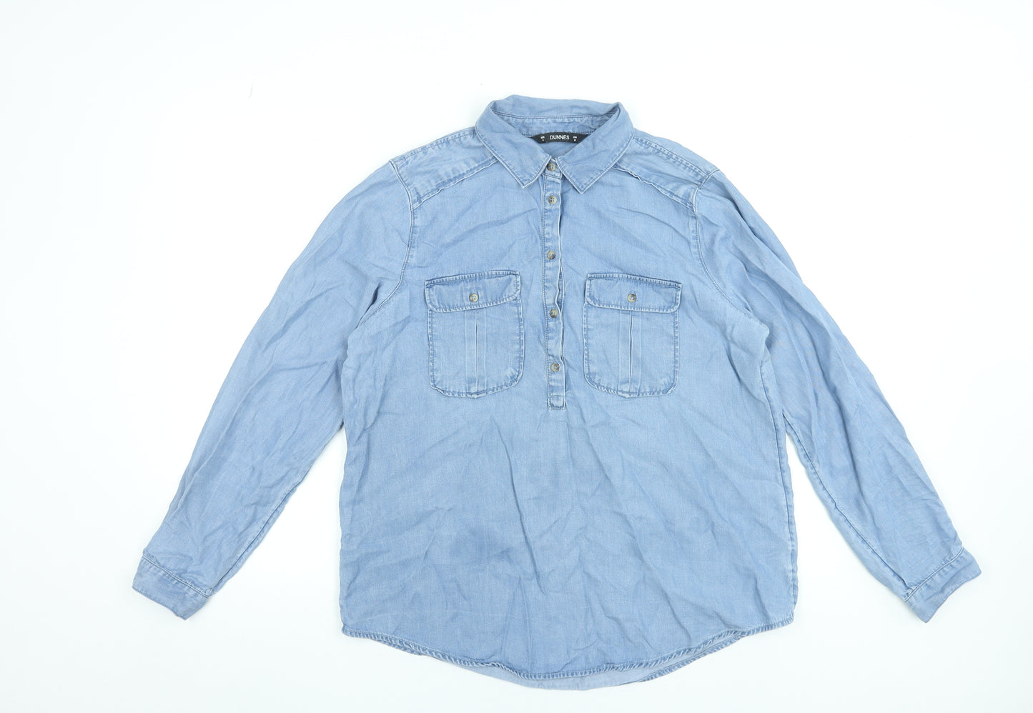Dunnes Stores Women’s Blue Lyocell Denim Button-Up Shirt M