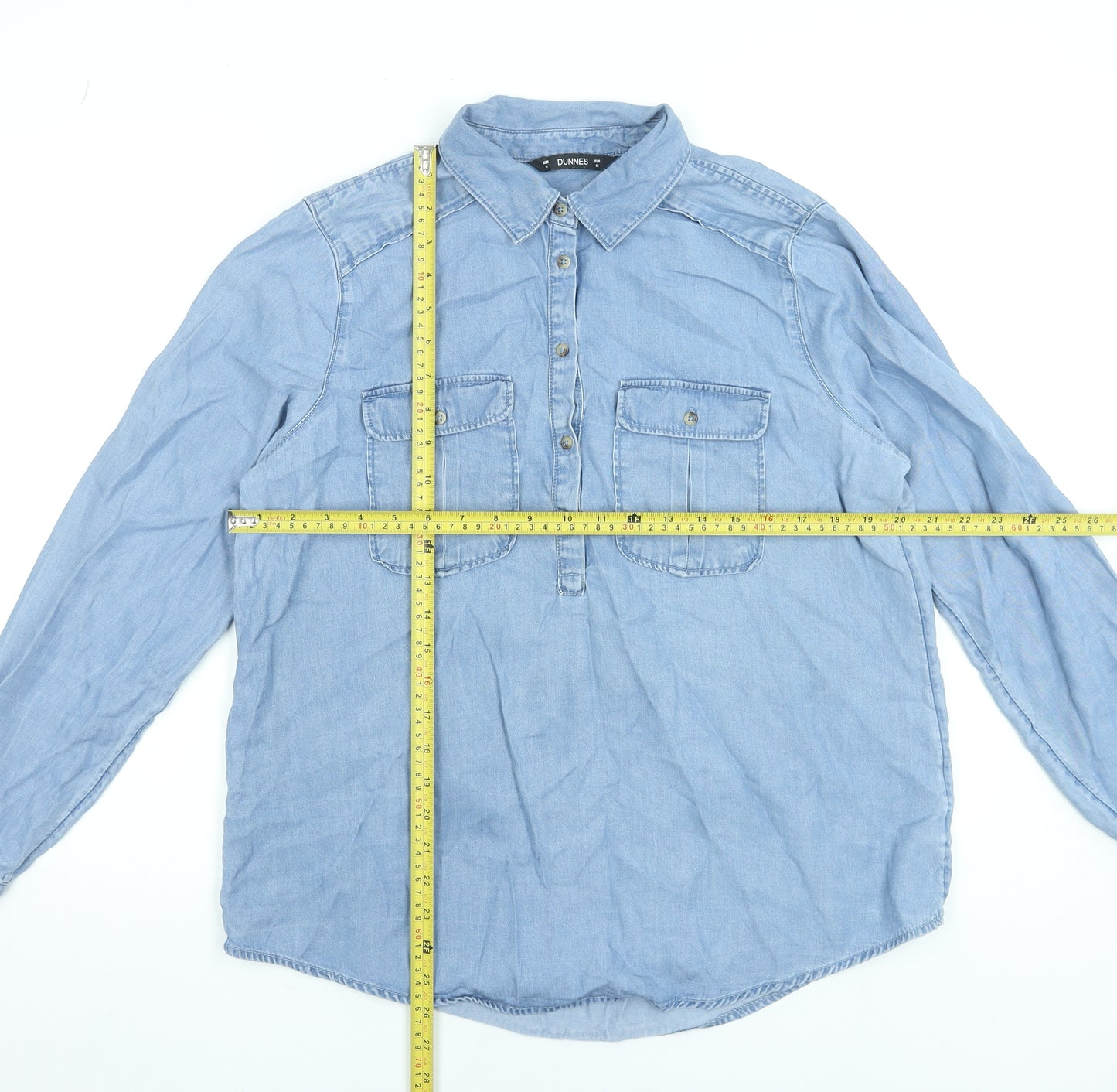 Dunnes Stores Women’s Blue Lyocell Denim Button-Up Shirt M