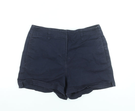 H&M Women Navy Blue Chino Shorts Size 14 Cotton Blend Casual