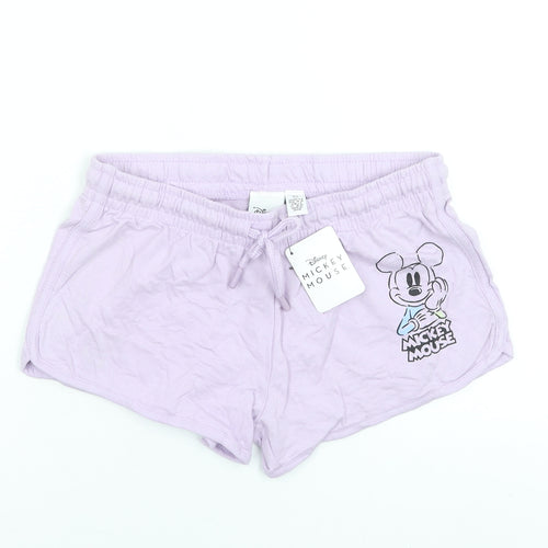 Disney Women's Purple Mickey Mouse XS Cotton Drawstring Shorts