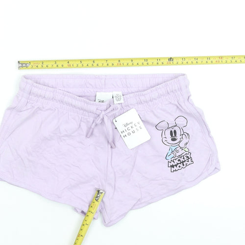 Disney Women's Purple Mickey Mouse XS Cotton Drawstring Shorts