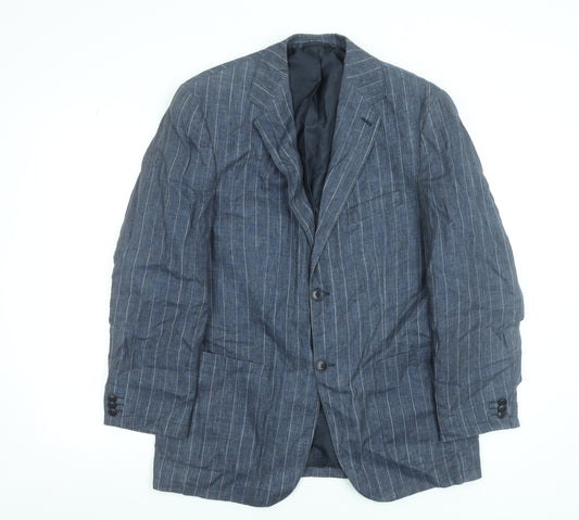 Cabano Men's Blue Striped Linen Blazer Jacket Size 40 Regular