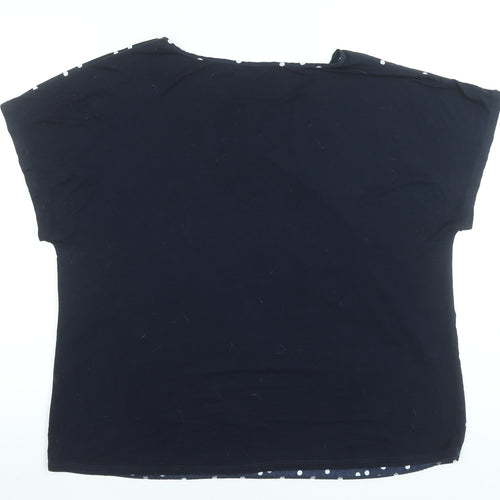 Dunnes Women Blue Polka Dot Short Sleeve Button Shoulder Blouse Size L