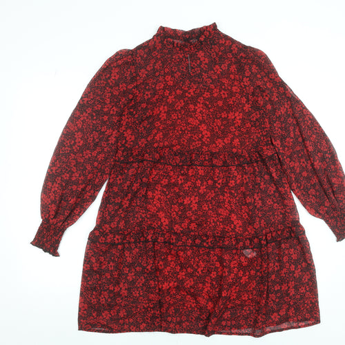 New Look Women's Red Floral Smock Mini Dress Size 8