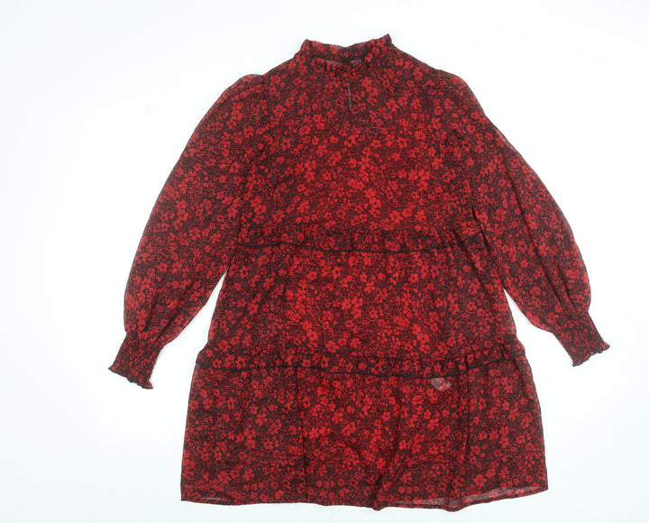 New Look Women's Red Floral Smock Mini Dress Size 8