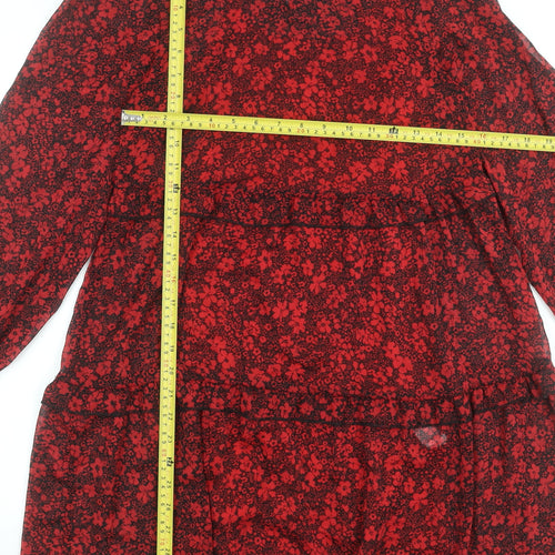 New Look Women's Red Floral Smock Mini Dress Size 8