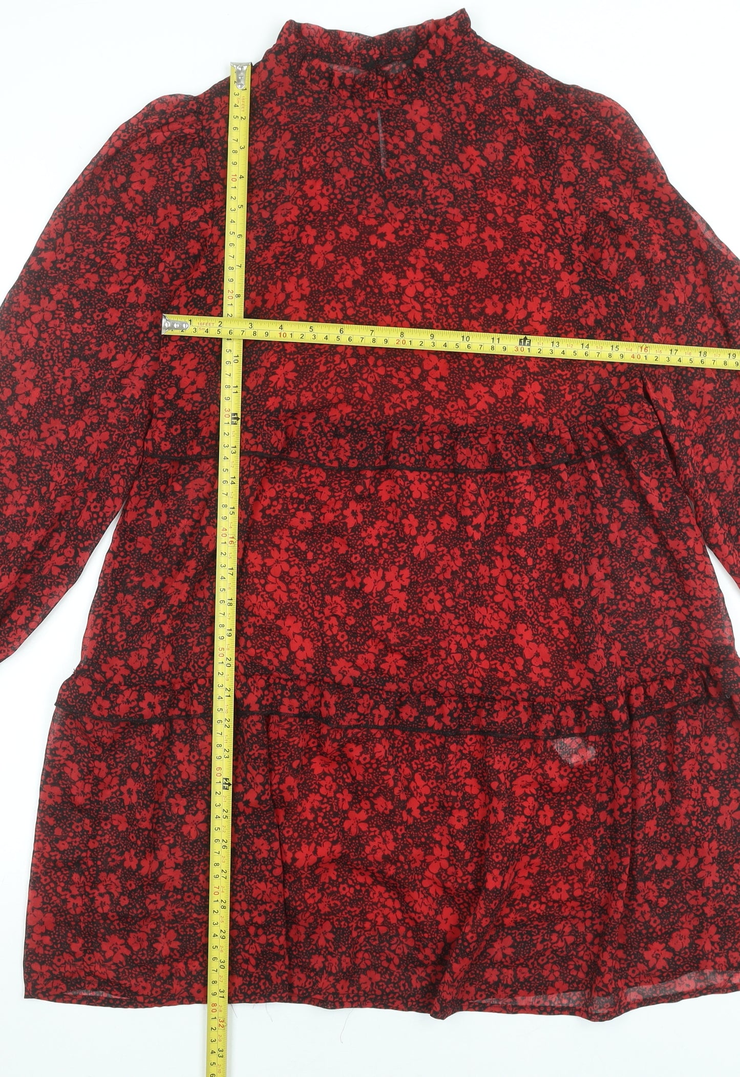 New Look Women's Red Floral Smock Mini Dress Size 8