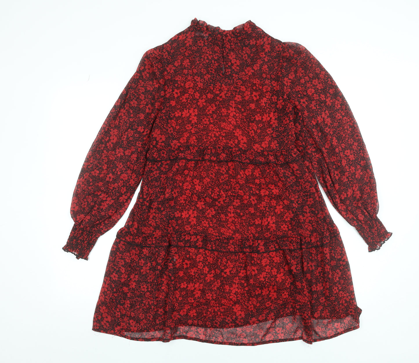 New Look Women's Red Floral Smock Mini Dress Size 8