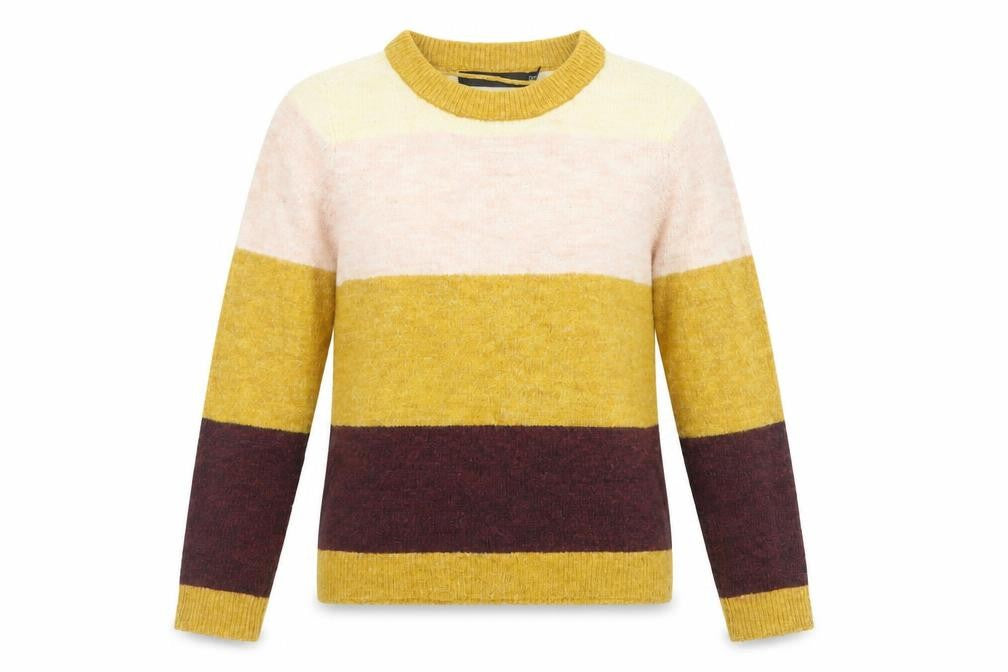 Front view of Vero Moda women’s multicoloured xs crew neck striped jumper