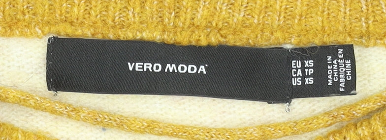 Vero Moda Womens Multicoloured XS Crew Neck Striped Pullover Jumper