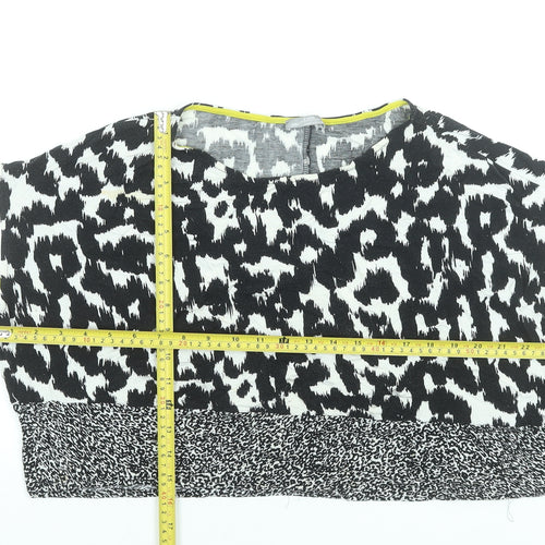 Zara Women Black Animal Print Cropped Sleeveless Blouse M