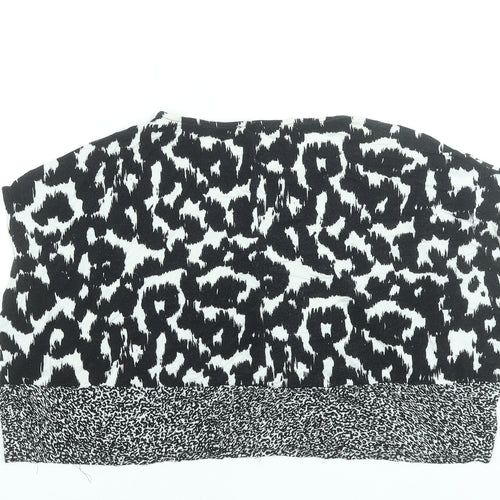 Zara Women Black Animal Print Cropped Sleeveless Blouse M