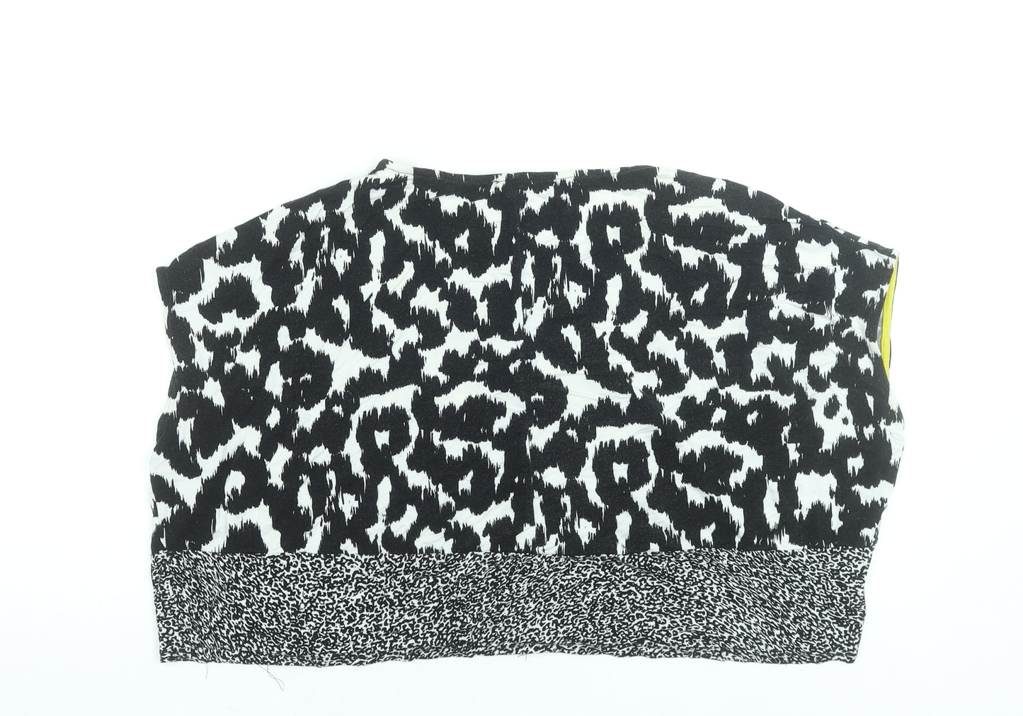Zara Women Black Animal Print Cropped Sleeveless Blouse M