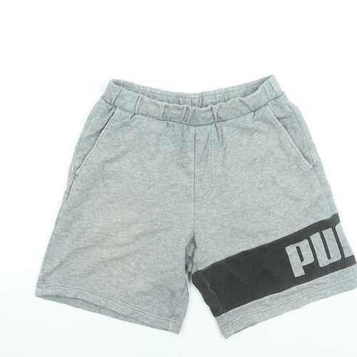Puma Mens Grey Sweat Shorts S Regular Fit Elastic Waist Casual