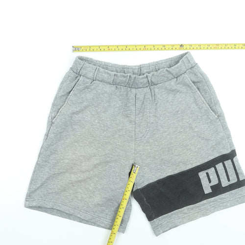 Puma Mens Grey Sweat Shorts S Regular Fit Elastic Waist Casual