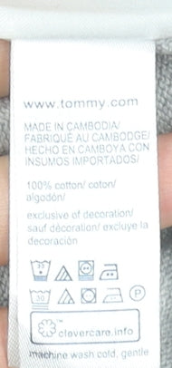 Tommy Hilfiger Men’s Grey Striped Cotton Crew Neck Jumper L