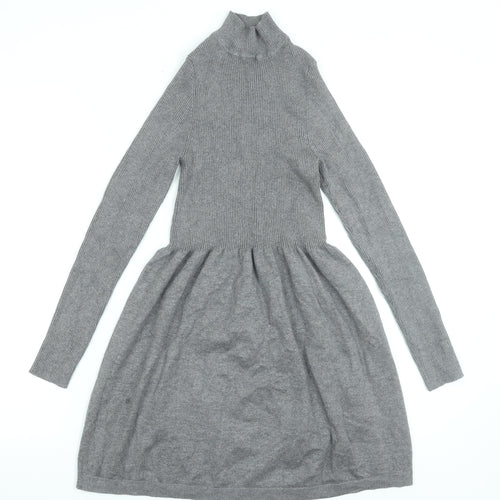 Primark Women’s Grey High Neck Fit & Flare Knit Dress XS