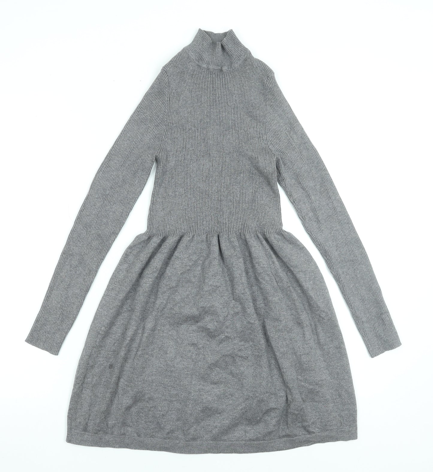 Primark Women’s Grey High Neck Fit & Flare Knit Dress XS