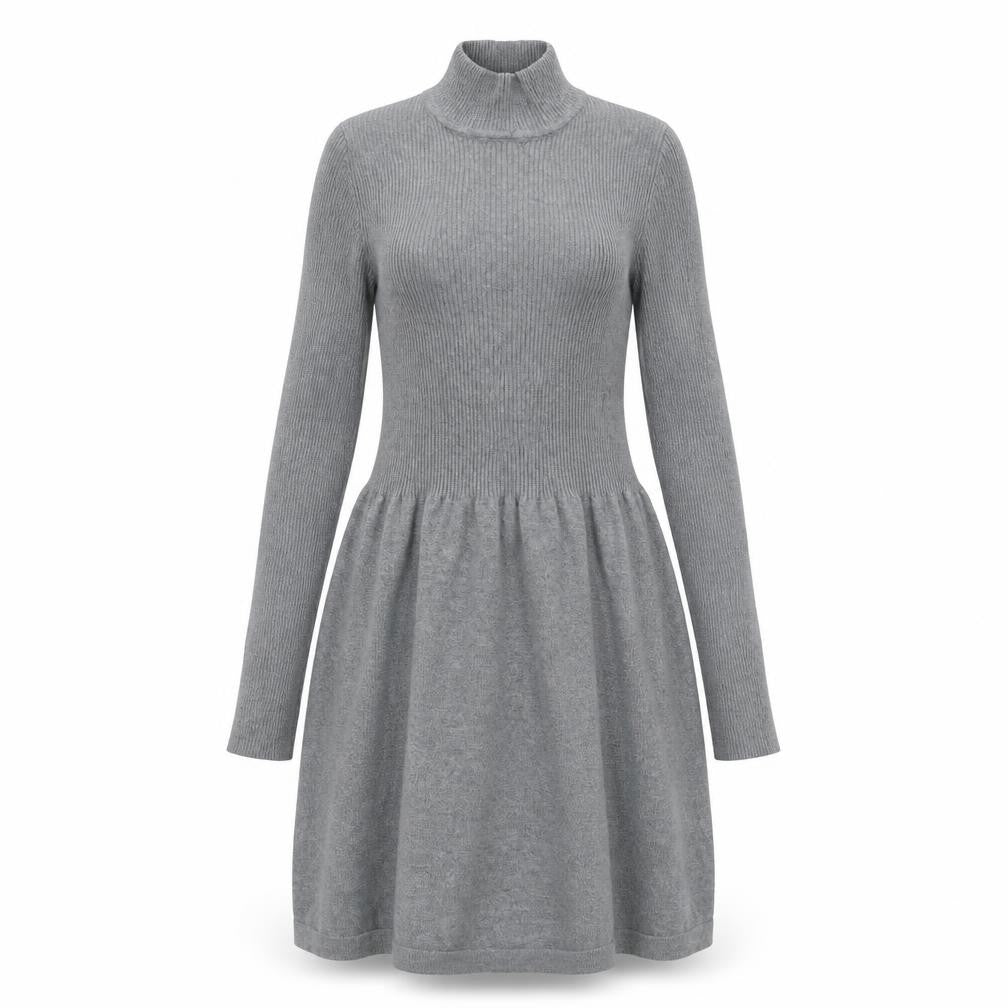 Primark Women’s Grey High Neck Fit & Flare Knit Dress XS
