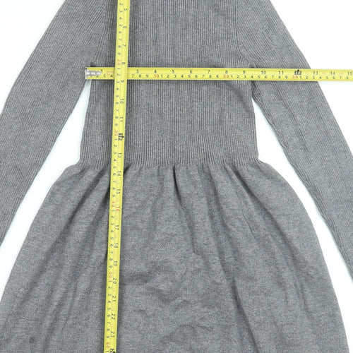 Primark Women’s Grey High Neck Fit & Flare Knit Dress XS