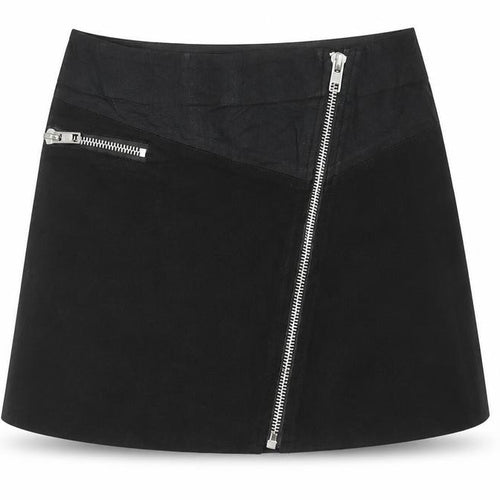 Zara Women Black A-Line Short Stretch Zip Skirt Size S