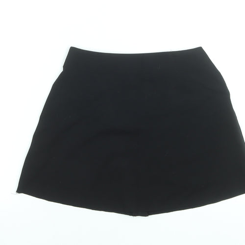Zara Women Black A-Line Short Stretch Zip Skirt Size S