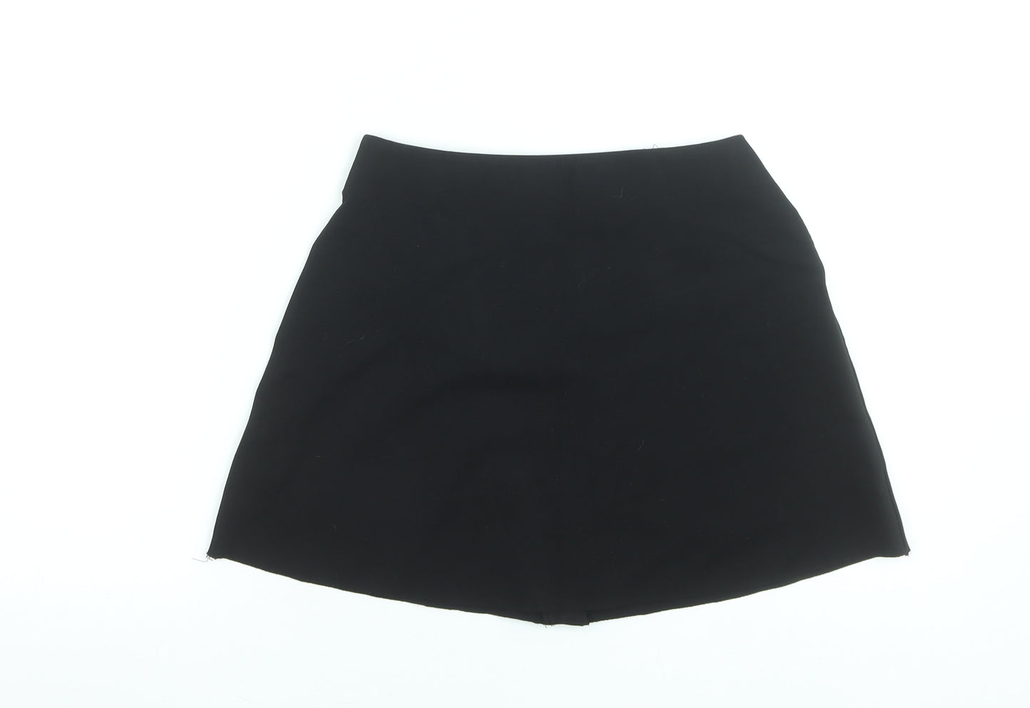 Zara Women Black A-Line Short Stretch Zip Skirt Size S