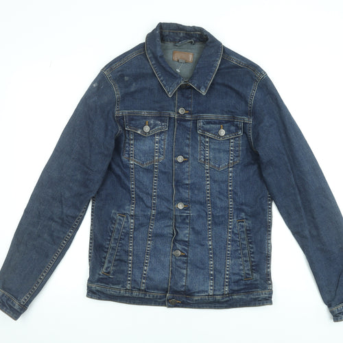 ASOS Men’s Blue Denim Basic Jacket Size L Regular Fit Cotton Blend