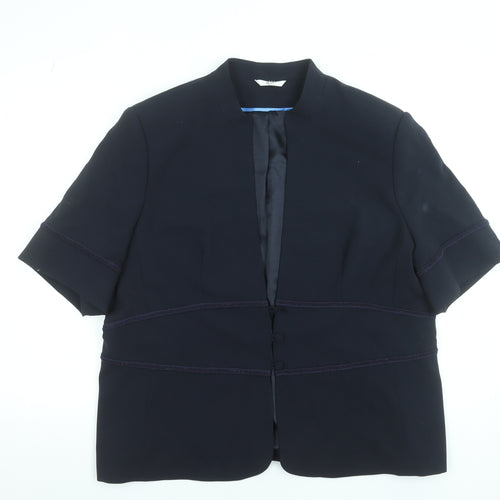 Klass Collection Women's Black Size 22 Short Sleeve Collarless Blazer