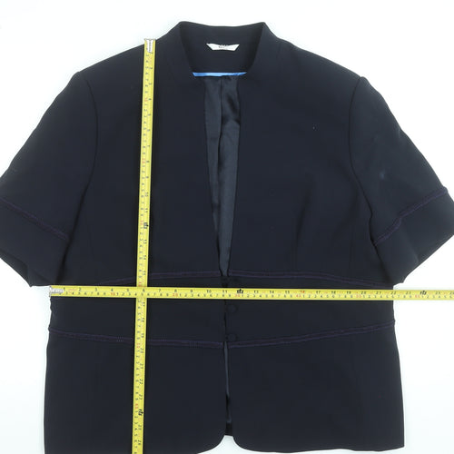 Klass Collection Women's Black Size 22 Short Sleeve Collarless Blazer
