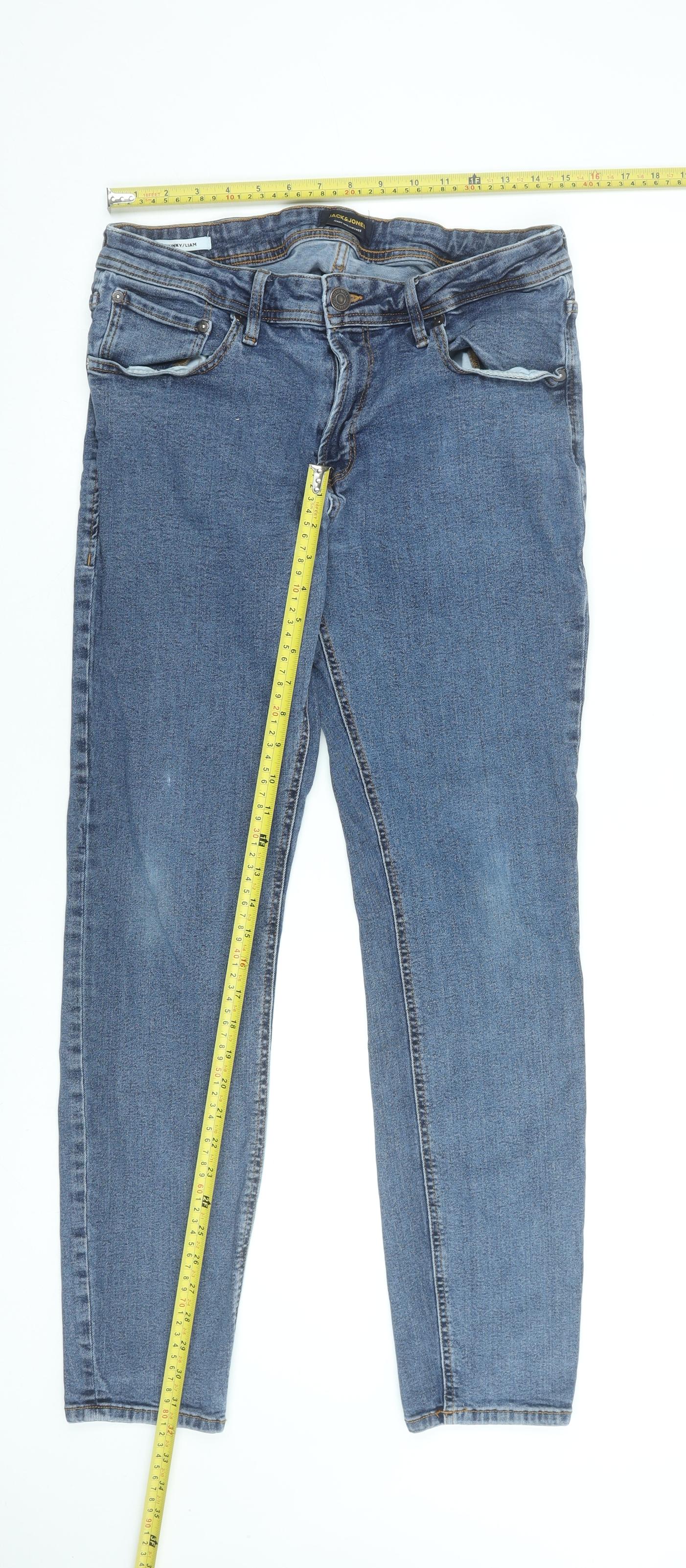 Jack & Jones Men's Blue Skinny Denim Jeans 36W 32L Slim Fit