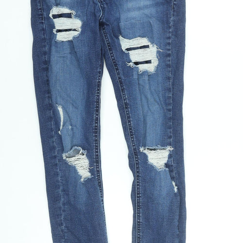 11 Degrees Mens Blue Skinny Distressed Jeans W28 Slim Fit Denim